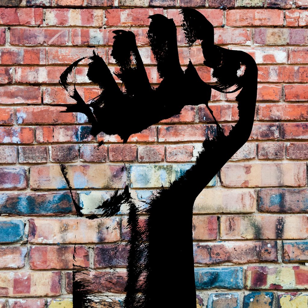 mural of resist hand symbol